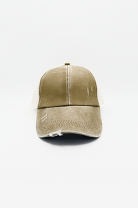 Vintage PonyCap® – Pferdeschwanzkappe aus gewaschener Baumwolle