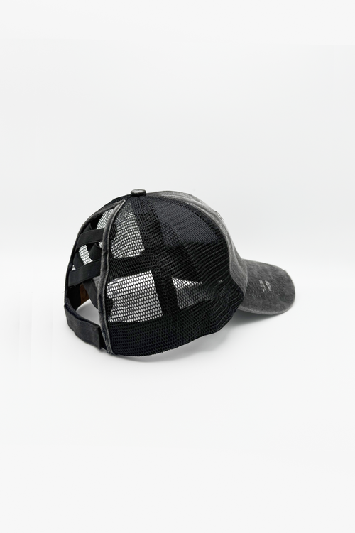 Vintage PonyCap® – Pferdeschwanzkappe aus gewaschener Baumwolle