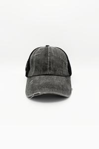 Vintage PonyCap® – Pferdeschwanzkappe aus gewaschener Baumwolle