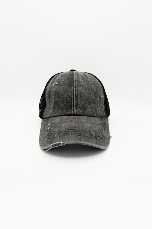 Vintage PonyCap® – Pferdeschwanzkappe aus gewaschener Baumwolle