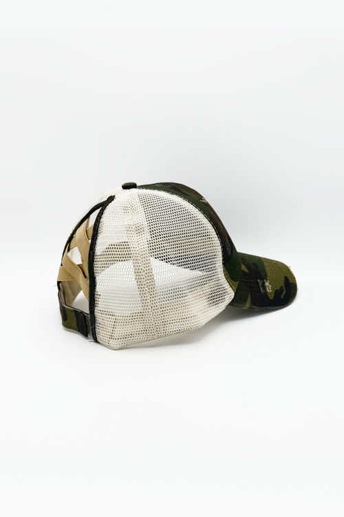 Vintage PonyCap® – Pferdeschwanzkappe aus gewaschener Baumwolle