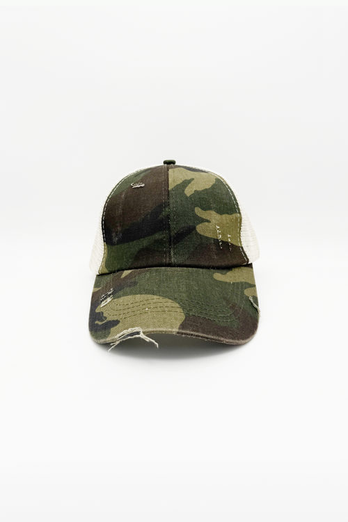 Vintage PonyCap® – Pferdeschwanzkappe aus gewaschener Baumwolle