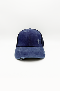 Vintage PonyCap® – Pferdeschwanzkappe aus gewaschener Baumwolle