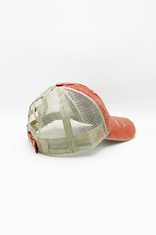 Vintage PonyCap® – Pferdeschwanzkappe aus gewaschener Baumwolle