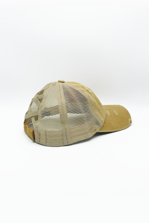 Vintage PonyCap® – Pferdeschwanzkappe aus gewaschener Baumwolle