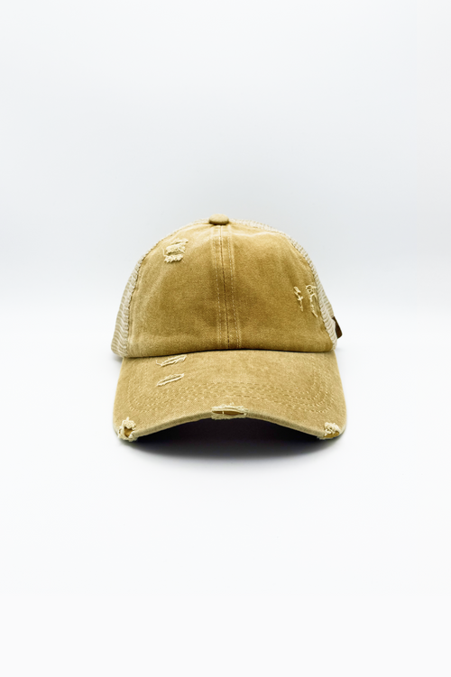 Vintage PonyCap® – Pferdeschwanzkappe aus gewaschener Baumwolle